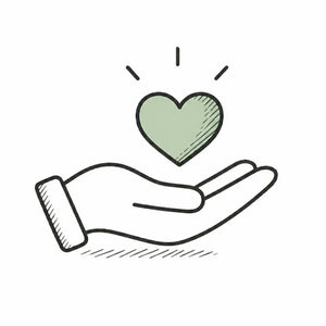 Mano abierta con corazón flotante