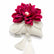 Decoración textil artesanal SimLi en color blanco con flor burdeos y delicados detalles decorativos hechos a mano.